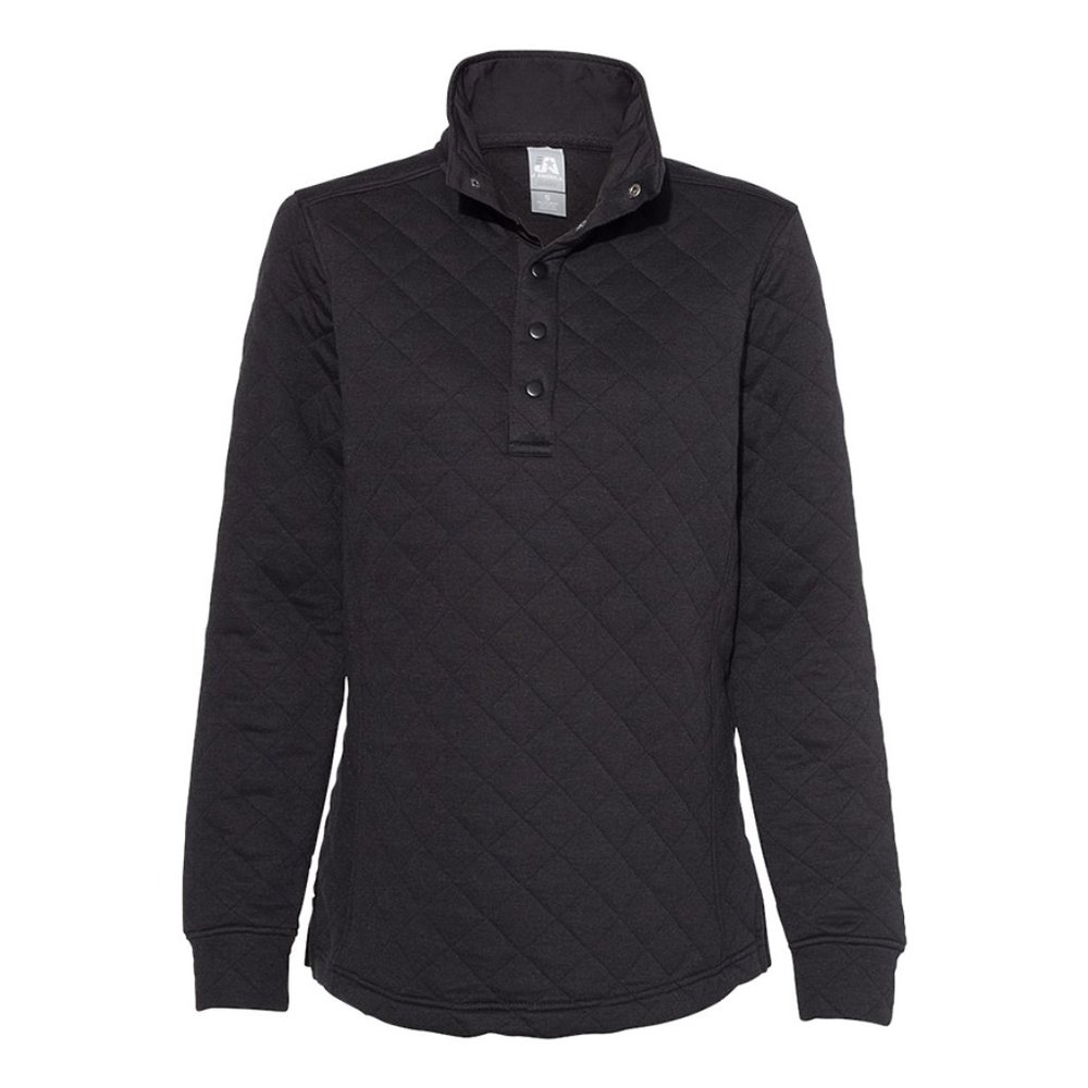 Women's Black Quilted Button Up